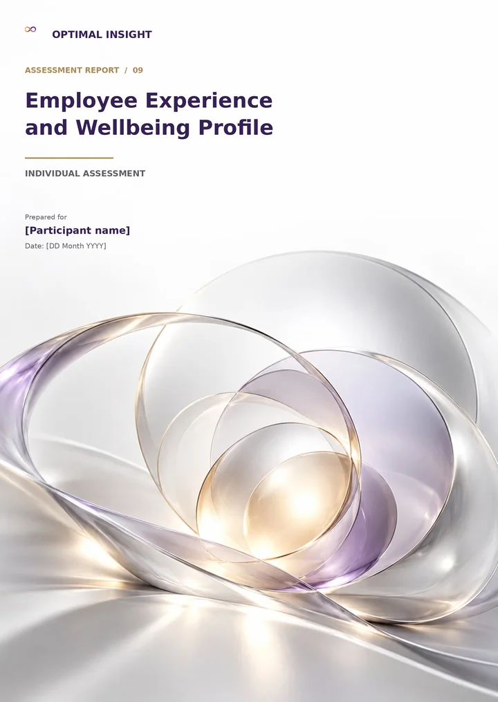 Employee Experience and Wellbeing Profile assessment report cover, with its own themed artwork and editable name and date placeholders